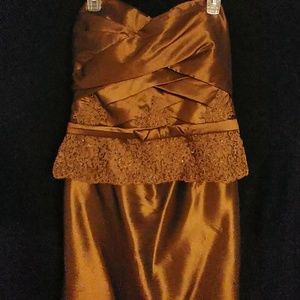 Copper 2 piece strapless formal Sz 16